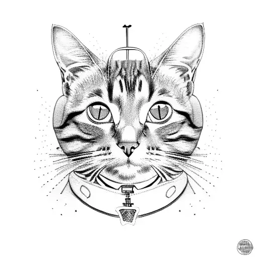 A Cat Wearing A Veterinarian's Coat With Religious Symbols In The Background