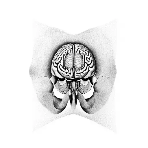 Anatomical Diagram Of A Brain Within A Skull