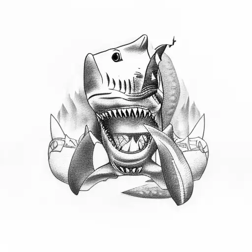 A Tattoo Of A Psychologist In A Boxing Ring With A Shark