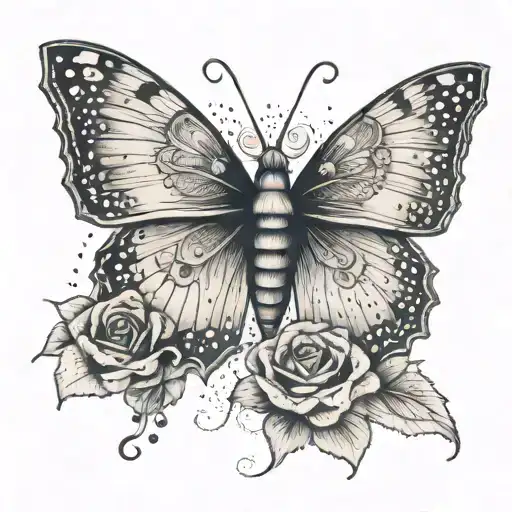 Butterfly With A Corncob Wing And A Rose