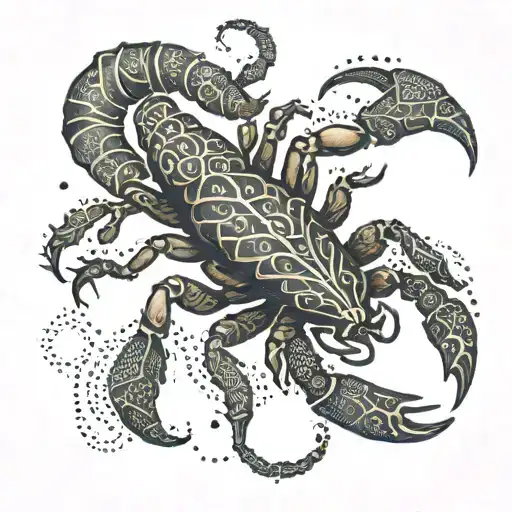 A Scorpion Silhouette Filled With Intricate Dotwork Patterns