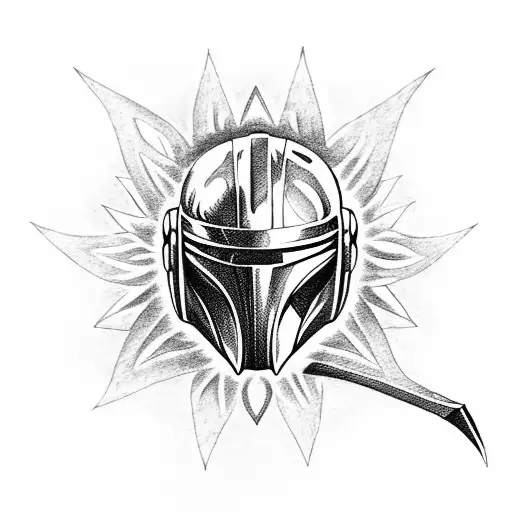 Skyrim Logo And Mandolorian Logo With A Sunflower In The Center