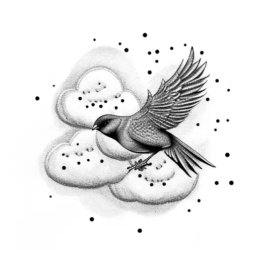 Bird Going To A Cloud