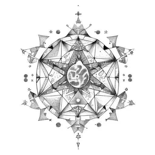 A Dotwork Tattoo Of A Constellation Map Featuring The Zodiac Sign Aries Surrounded By Stars