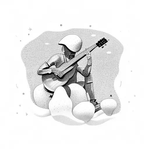 A Soldier Playing A Guitar On A Beach