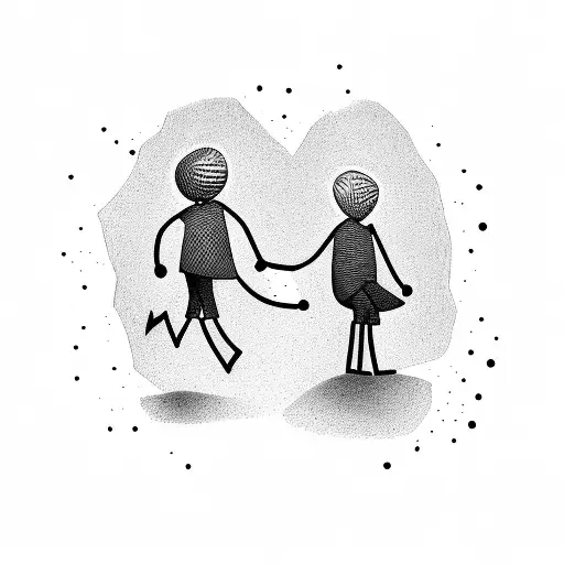 Father Son Stickman Soccer Holding Hands