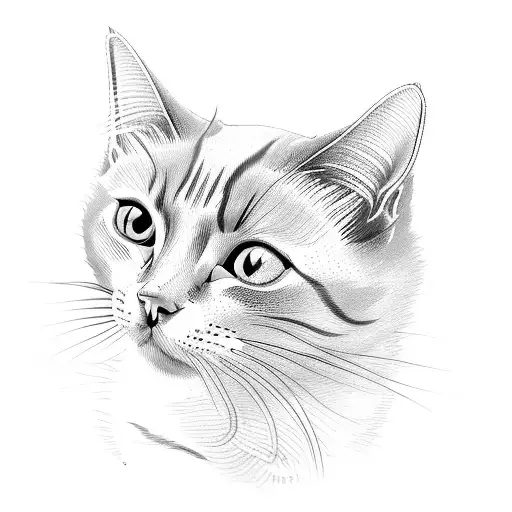 Cat Line Art With Plants