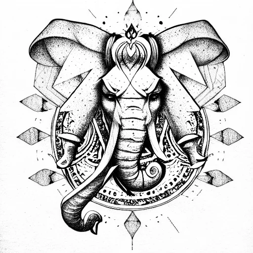 A Deformed Demonic Elephant Head Inlaid With Celestial Stones And Dark