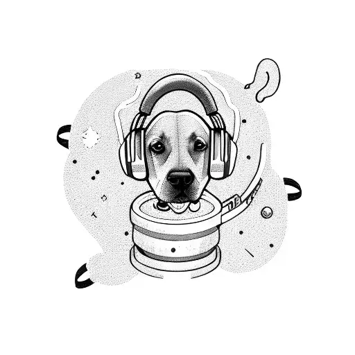 A Dog Floating In Outer Space Wearing Headphones