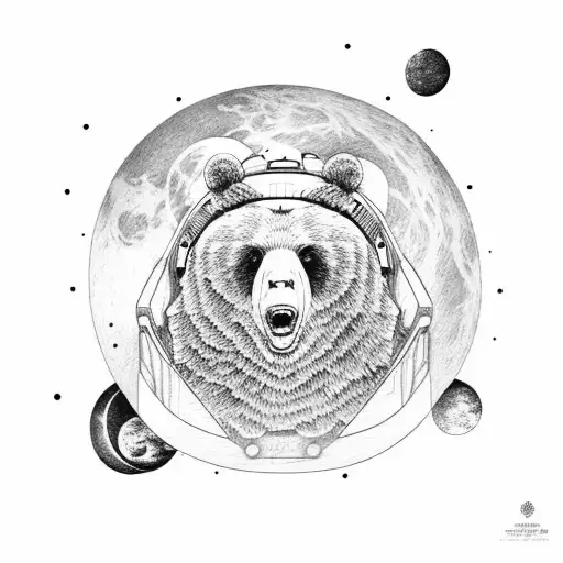 Bear In Space With Moon