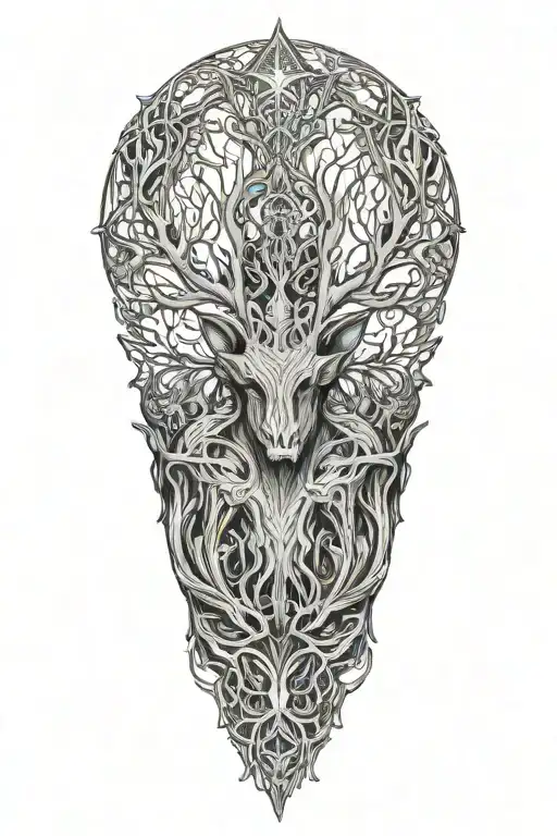 Slavic Mythology Leshen Full Torso Surrounded By Trees