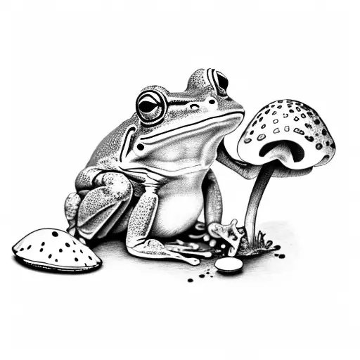 Frog Smoking Crack On A Mushroom