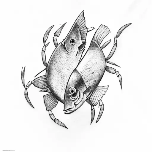 Two Beautiful Fish And One Crab