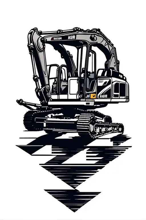 A Geometric Pattern Incorporating Elements Of Construction Machinery Like Excavators And Tractors