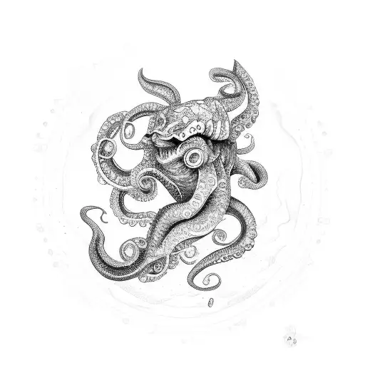 Ocean With Fish Mermaid Octopus Sunset Turtle