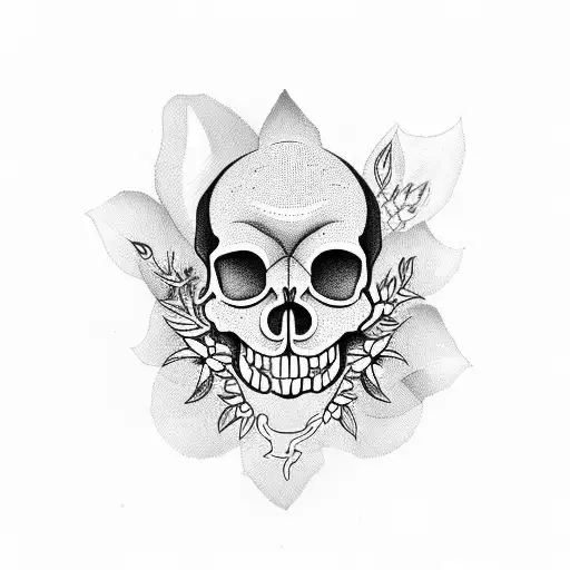 Dog Skull Whit Plants