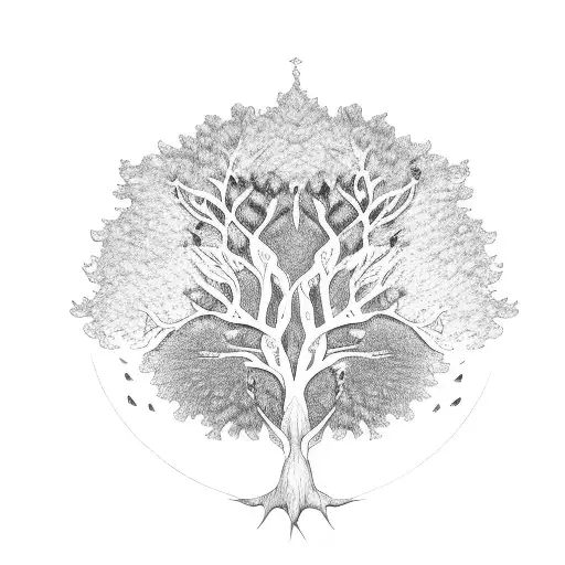 Family Tree With Branches And Fingerprints As The Leaves