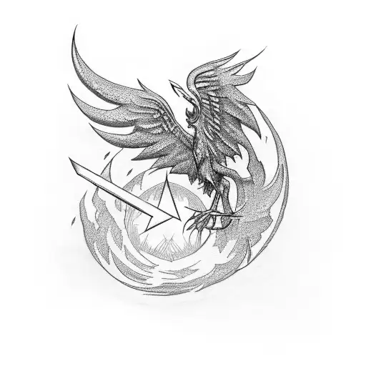 Phoenix With Algiz Rune