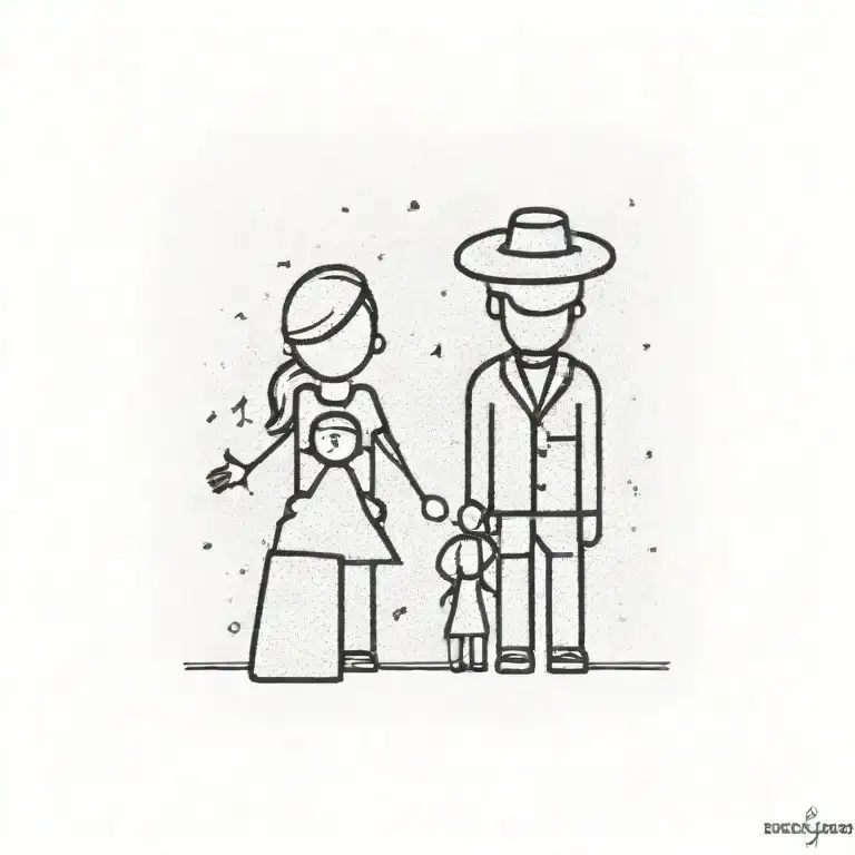 Silhouette Of A Family With 11 And 12 Year Olds With Music Subtly Incorporated Into The Design