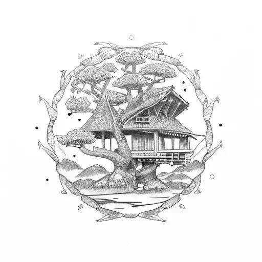 A Turtle With A Treehouse On Its Back