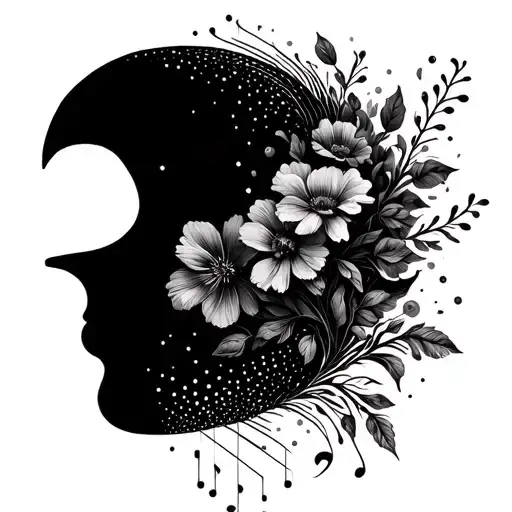 An Abstract Representation Of A Music Wave With Blooming Flowers Intertwined