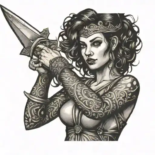 Woman Holding A Sword