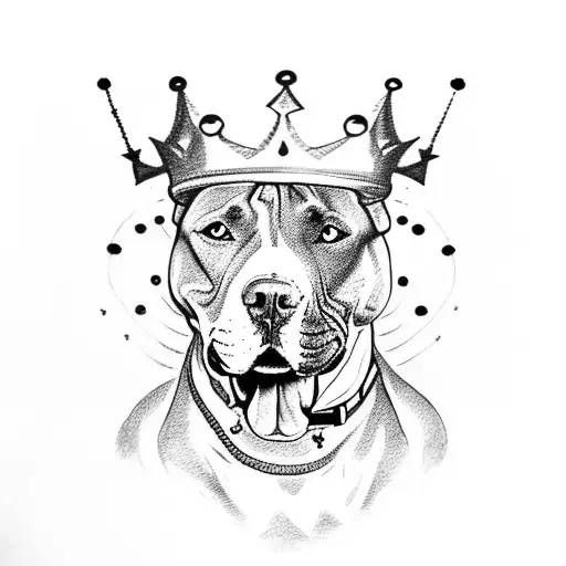 A Pitbull Wearing A Crown And Holding A Paintbrush