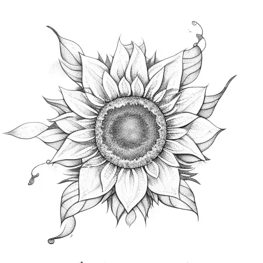 A Sunflower Intertwined With A Vine Of Flowers And Leaves