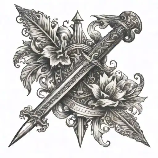 A Quill Pen And A Sword Crossing Each Other