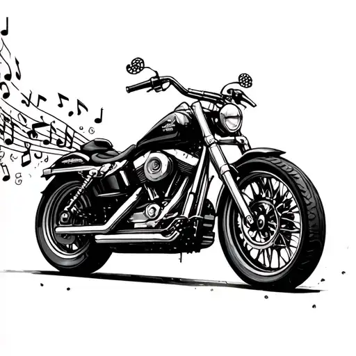 A Street Bike With Music Notes Coming Out Of The Exhaust Pipes