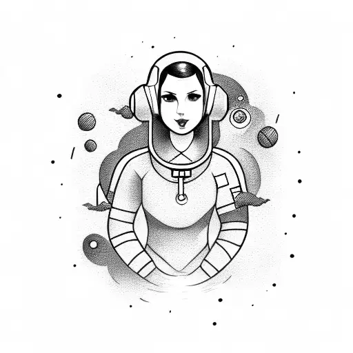 Girl Astronaut Flying