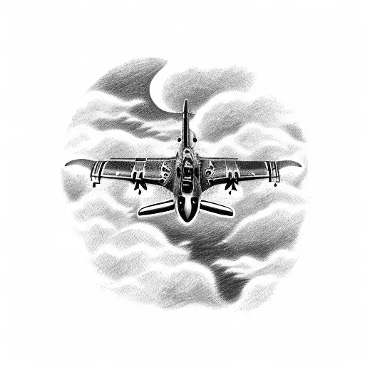 P-47d Thunderbolt Diving Through The Clouds Chasing An Owl