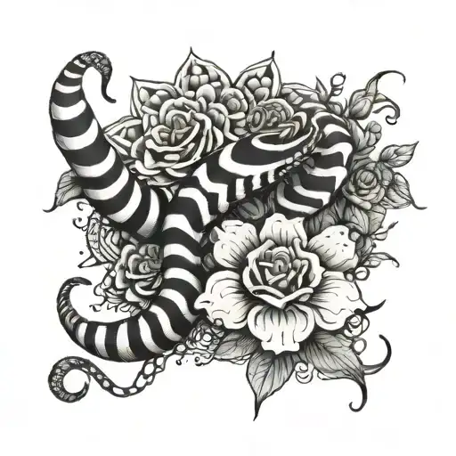 Beetle Juice Snake Slithering Flowers Blooming