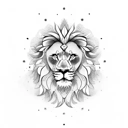 Lion With Flowers And Mandala