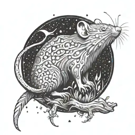 A Cosmic Rat Exploring A Mystical Forest In Space