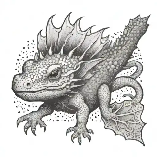 An Axolotl Riding A Dragon Like A Horse