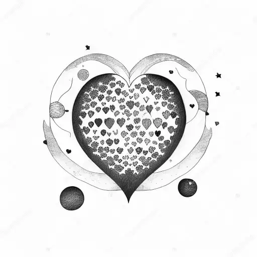 Moon And Stars In A Heart