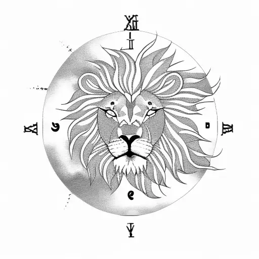 Lion With Sun Clouds Clock Koi Fish