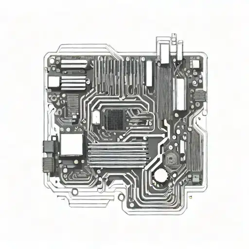 An Abstract Representation Of A Computer Motherboard With Dotwork Shading