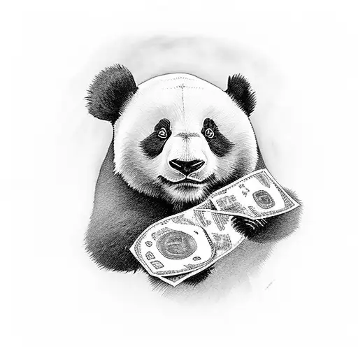 Panda Calling With A Stack Of Money