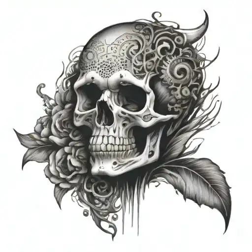 An Abstract Design Of A Skull Morphing Into Different Animal Shapes