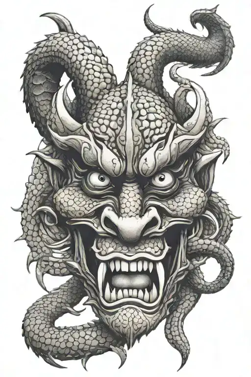 Snake Skin Oni Mask Split In Half