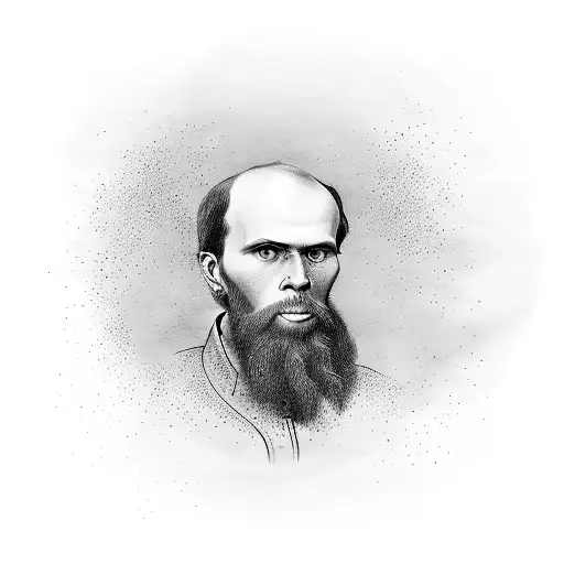 A Portrait Of Fyodor Dostoevsky With A Coffee Cup