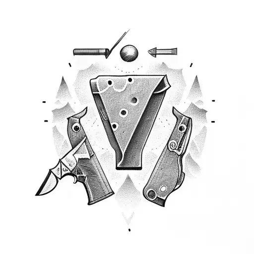 Gun And Knife Making A Cross