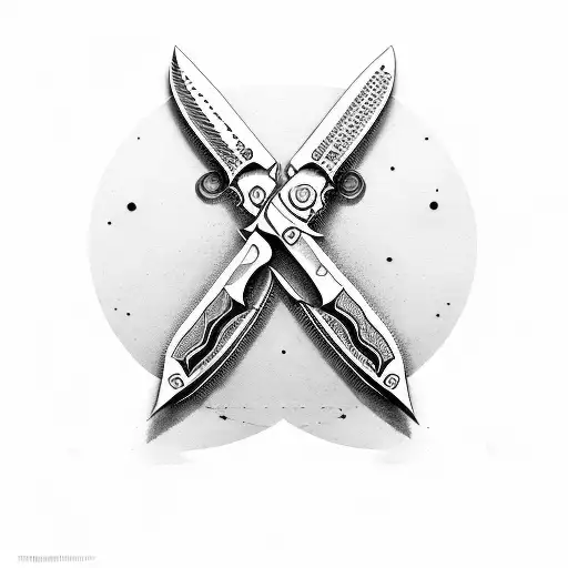 Double Knife Gun Making A Cross