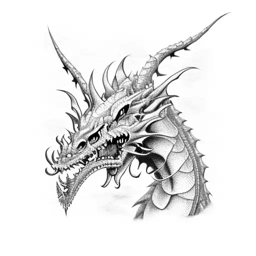 Symmetrycal Dragon With Five Heads