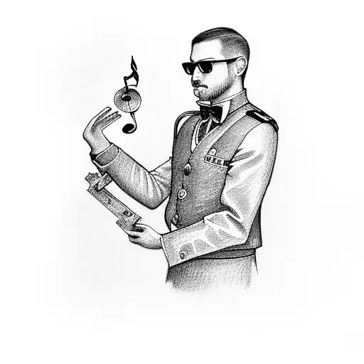 Waiter Holding A Tray Of Car Keys As Music Notes