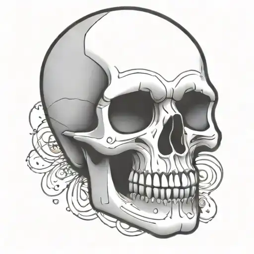 Skull Cartoon Simple Outline Comic Book Style
