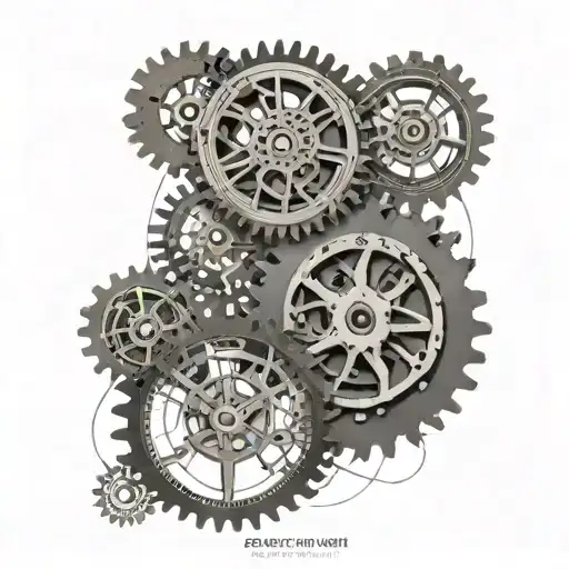 An Abstract Geometric Design Incorporating Clock Gears And Roman Numerals