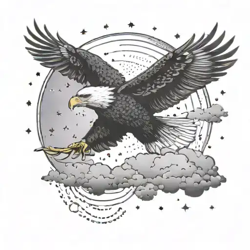 An Eagle Soaring Through A Starry Night Sky